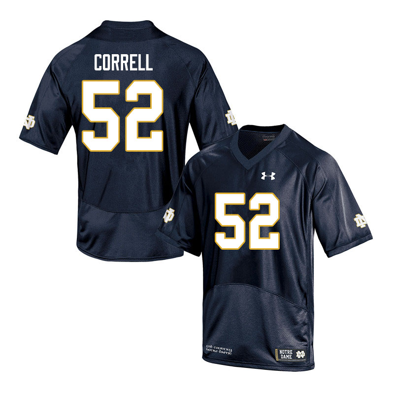 Men's NCAA Notre Dame Fighting Irish #52 Zeke Correll Stitched College Under Armour Authentic Navy Football Jersey QP10P01PO